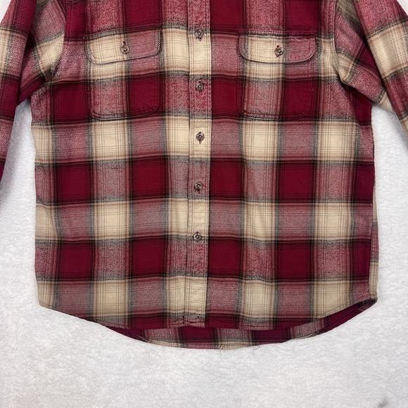 Field & Stream Heavyweight Flannel Men's Red/Tan Long‎ Sleeve Button Up - Picture 4 of 6